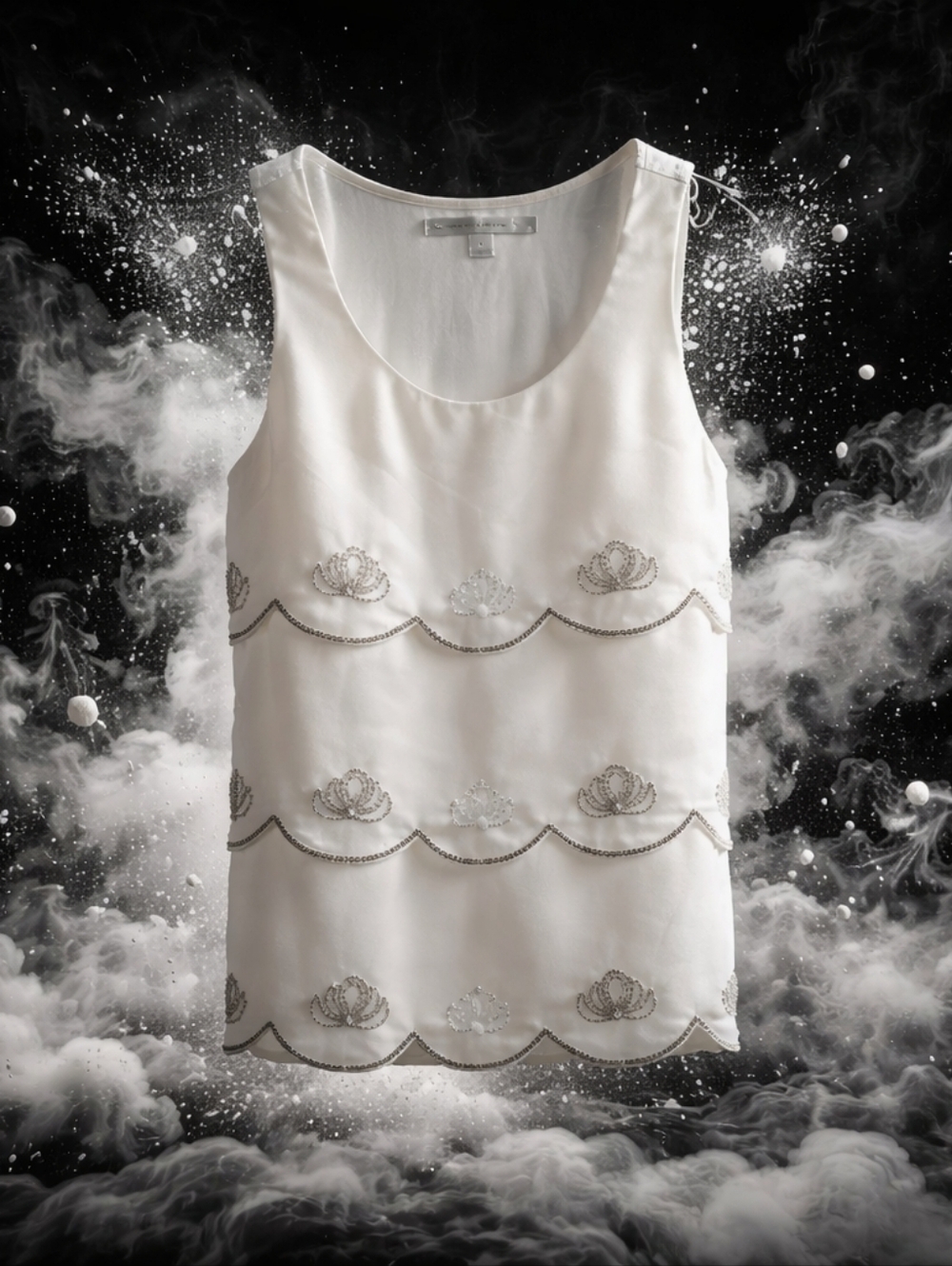 LC Lauren Conrad Ivory Embellished Sleeveless Tank. Size S. Very Good Condition